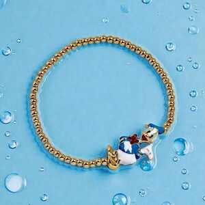 NEW Disney Donald Duck Pisa Gold Plated Brass Stretch Bracelet 3D detailing NWT
